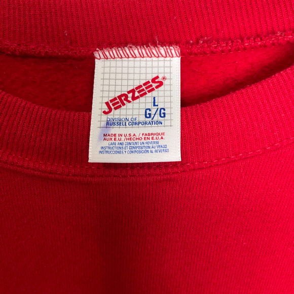 Vintage Jerzees Blank Long Sleeve Crew Neck Made in USA Red L - Picture 3 of 6